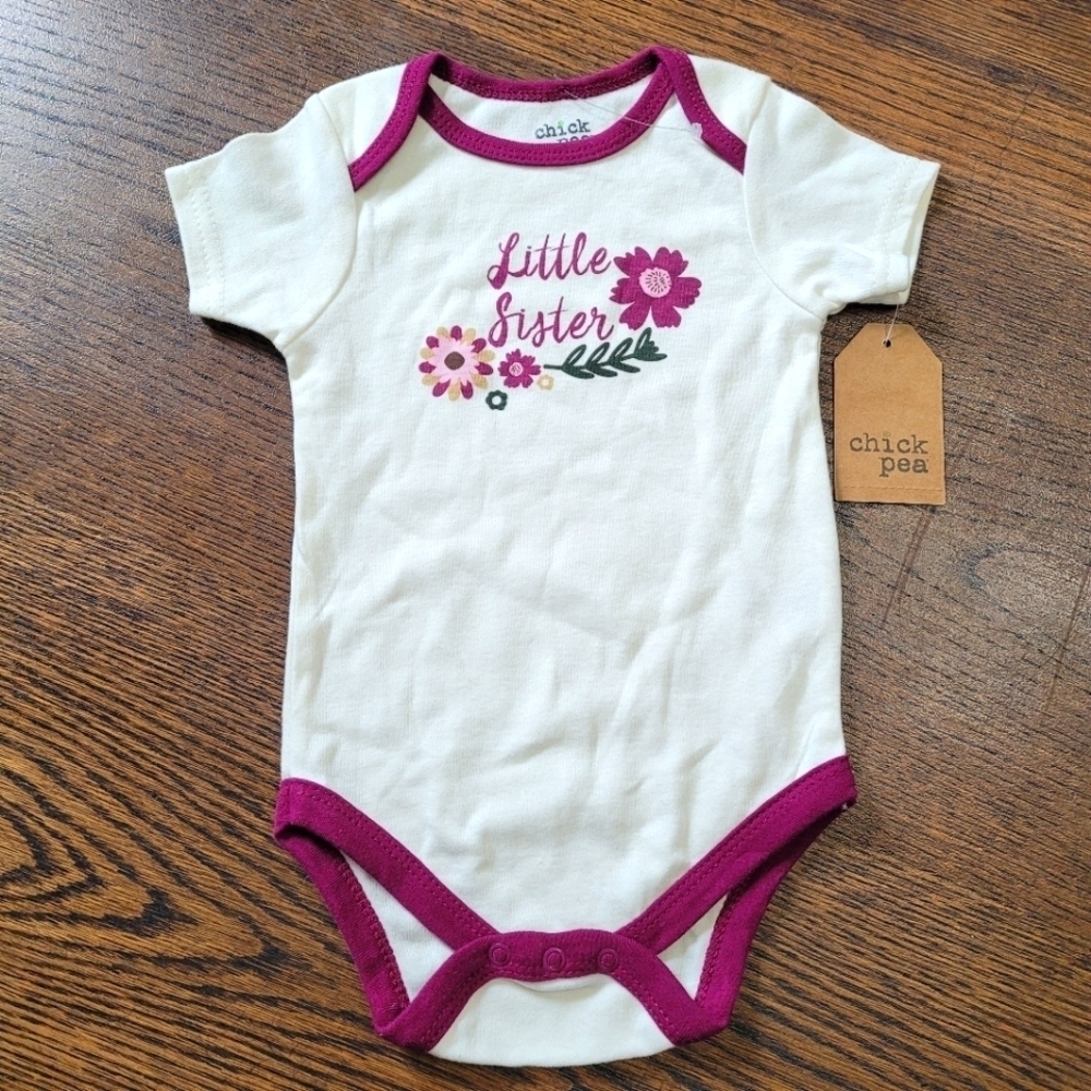 Chick Pea Floral Little Sister Bodysuit Size Infants 12 Months NEW with Tags